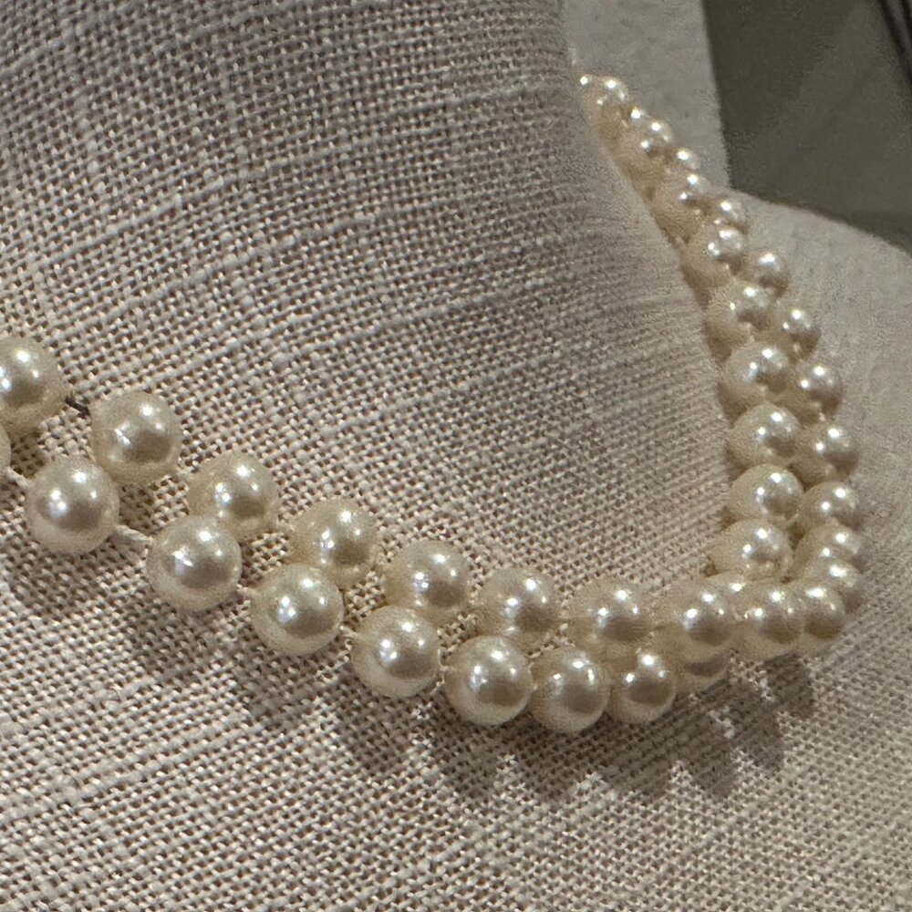 2 Single Strand Faux Pearl Necklaces
